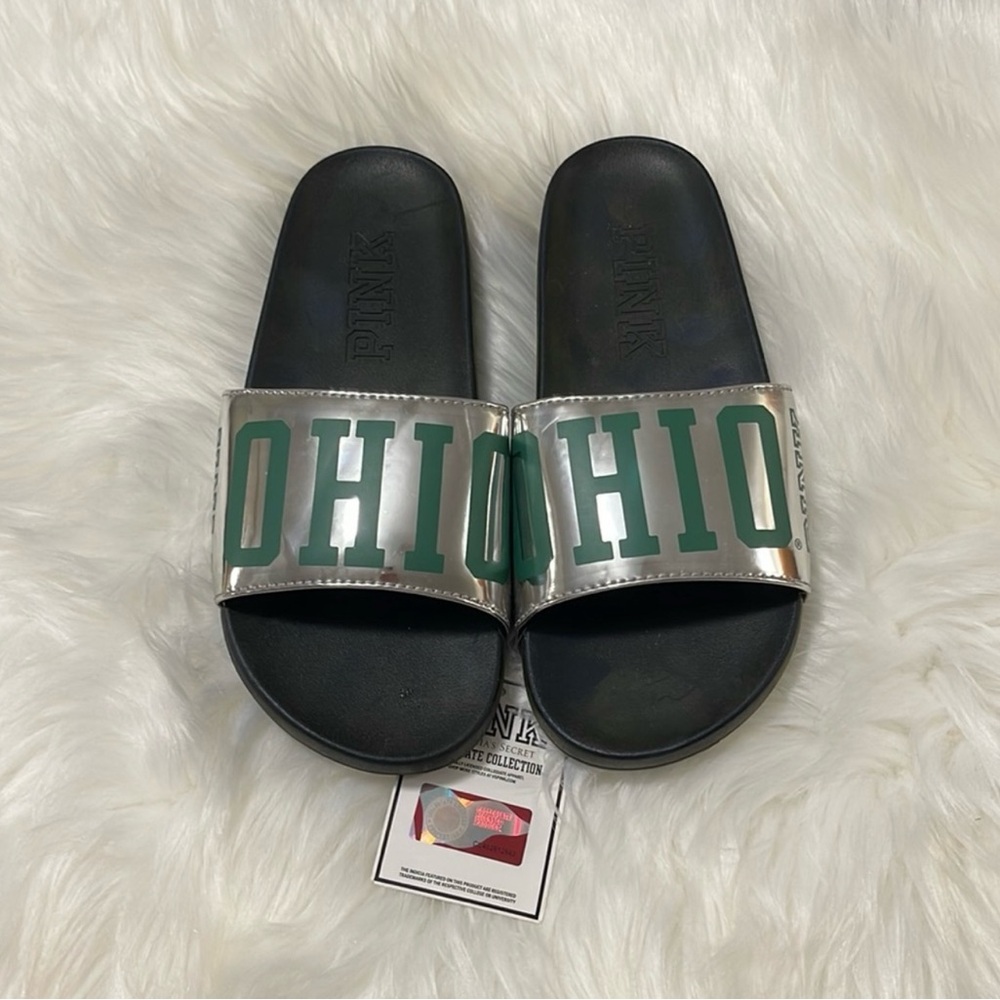 Victoria's Secret Pink College Cross Slides Ohio University size 5-6 Small. NWT